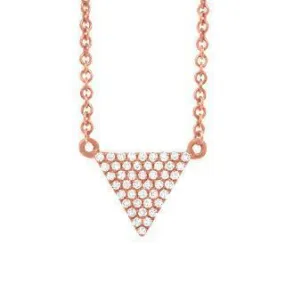 0.13ct 14k Rose Gold Diamond Pave Triangle Necklace