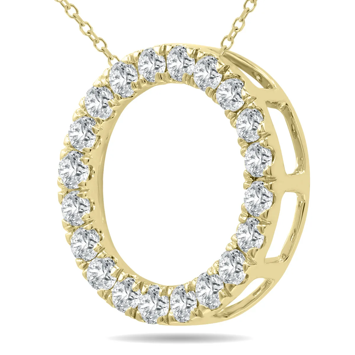 1 Carat Tw Diamond Circle Pendant In 10K Yellow Gold