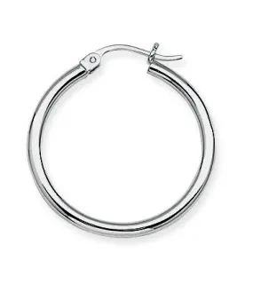 10K White Gold 2x25mm Hoops