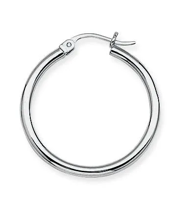 10K White Gold 2x25mm Hoops