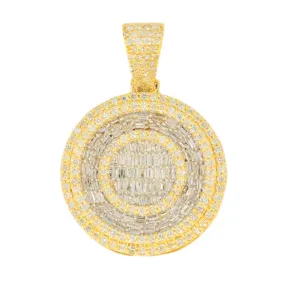 10k Yellow Gold 1.95CTW Round and Baguette Diamond Medallion