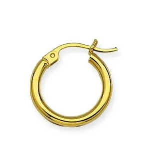 10K Yellow Gold 2x15mm Hoop Earrings