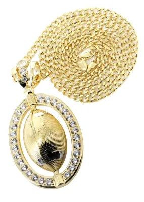 10K Yellow Gold Football Necklace | Appx. 43.1 Grams