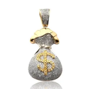 10KY 0.85CTW YELLOW AND WHITE DIAMOND MONEY BAG