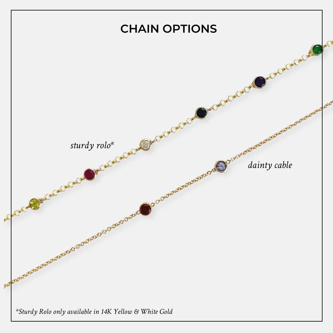 14K Gold 5 Birthstone Charms Bracelet