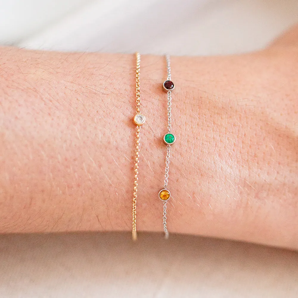 14K Gold 5 Birthstone Charms Bracelet