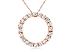 14K Rose Gold Diamond Circle Necklace