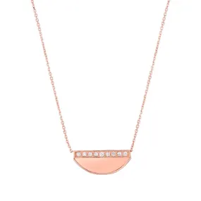 14K Rose  Gold Half Moon Diamond Necklace