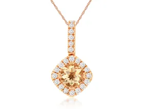 14K Rose Gold Morganite and Diamond Necklace