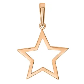 14k Rose Gold Simple Open Star Charm Pendant