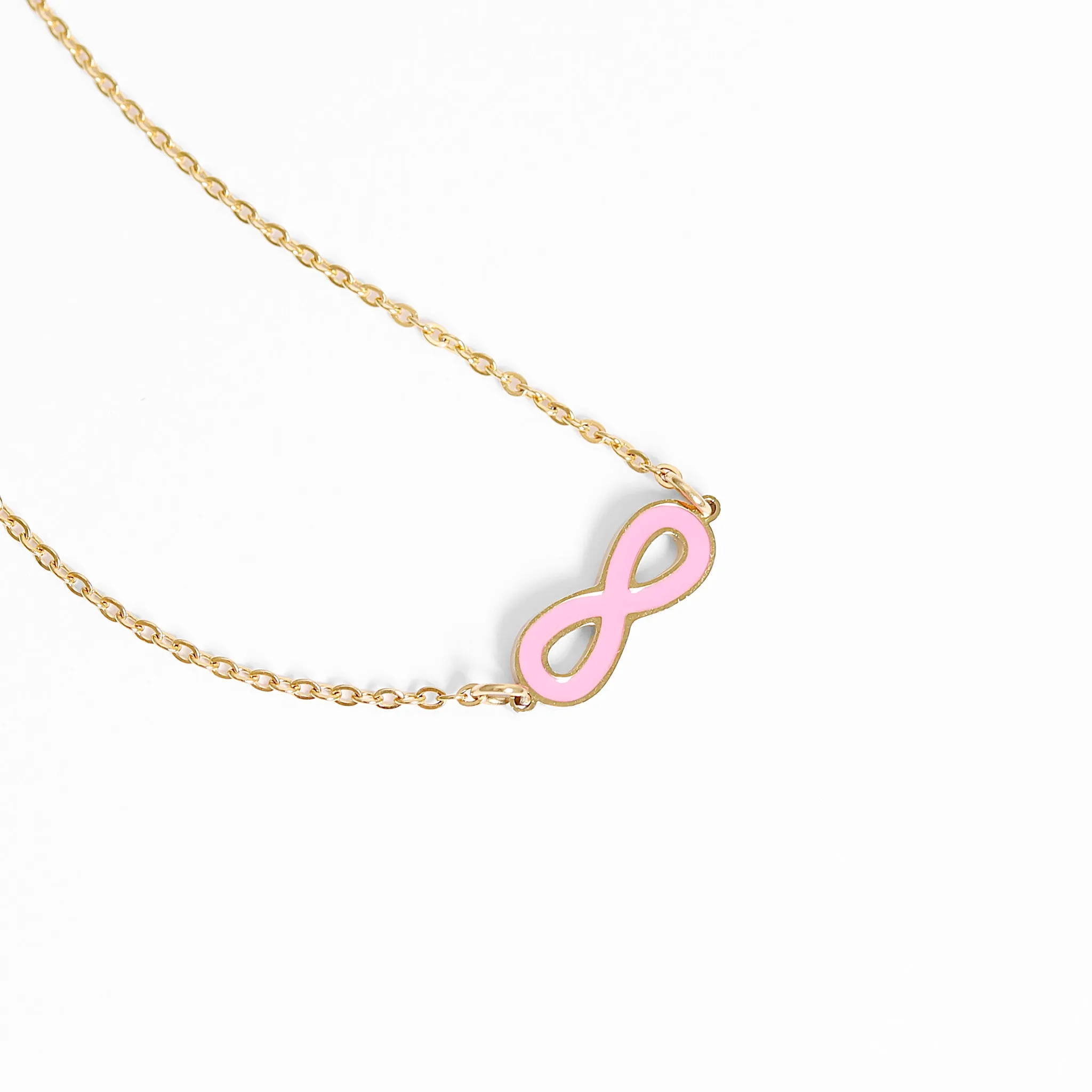 18K Gold PVD Stainless Steel Epoxy Pink Infinity Charm / PDL0050