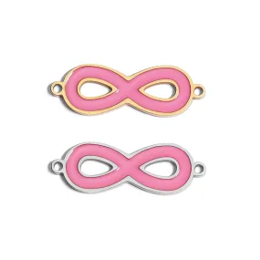 18K Gold PVD Stainless Steel Epoxy Pink Infinity Charm / PDL0050