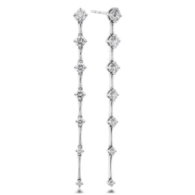 18K WHITE GOLD CADENCE DIAMOND DROP EARRINGS 1.21CT