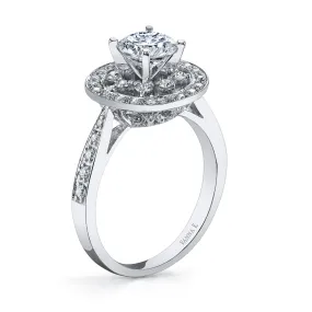 18K White Gold Halo Diamond Engagement Ring