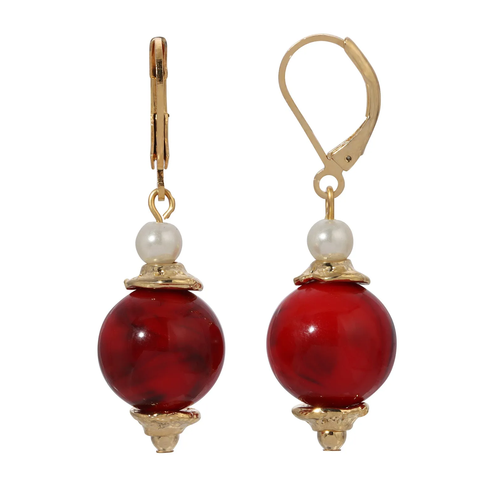 1928 Jewelry Alluring Bead and Faux Pearl Drop Earrings