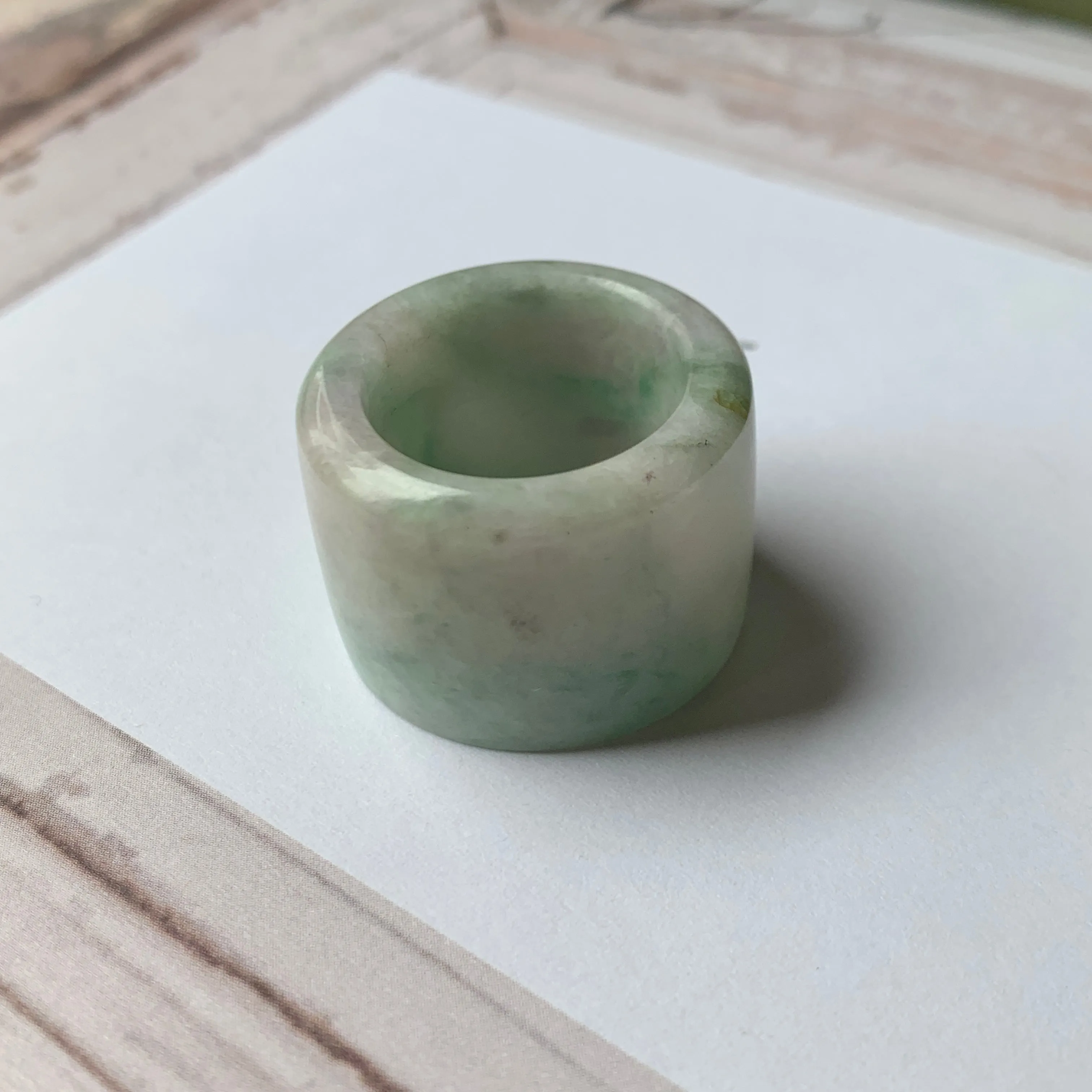 19mm A-Grade Natural Tri-Colour Jadeite Archer Ring Band No.162018