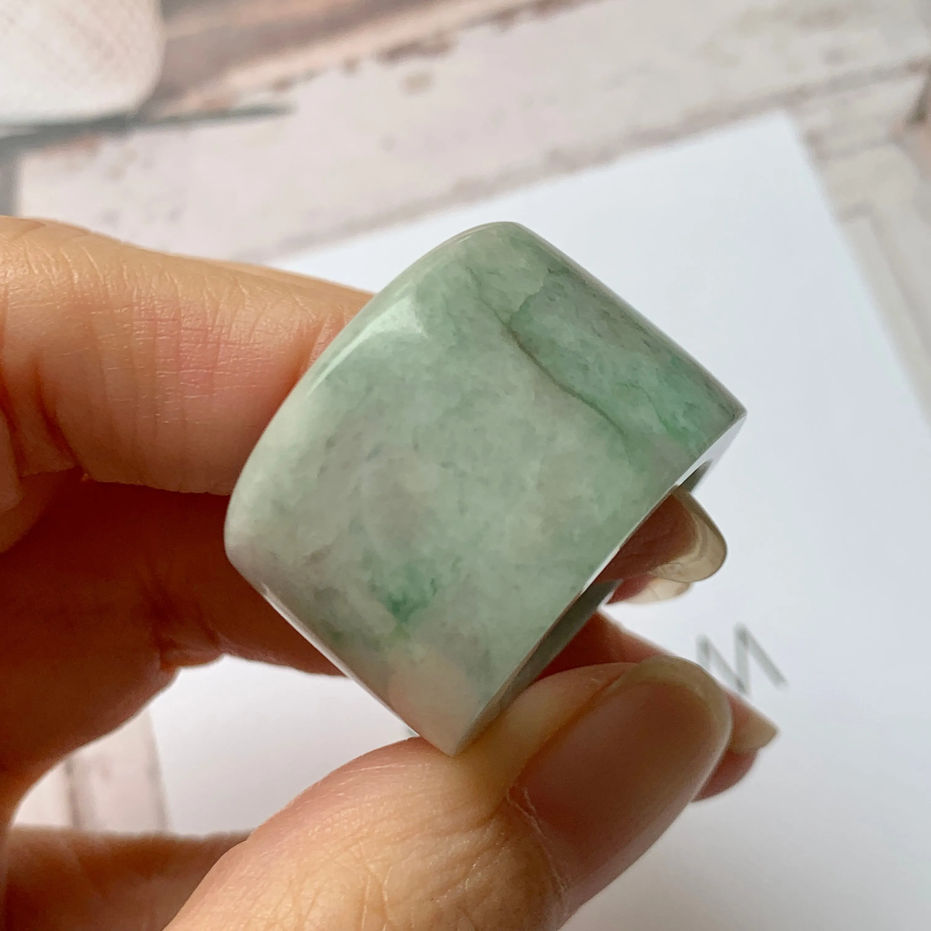 19mm A-Grade Natural Tri-Colour Jadeite Archer Ring Band No.162018