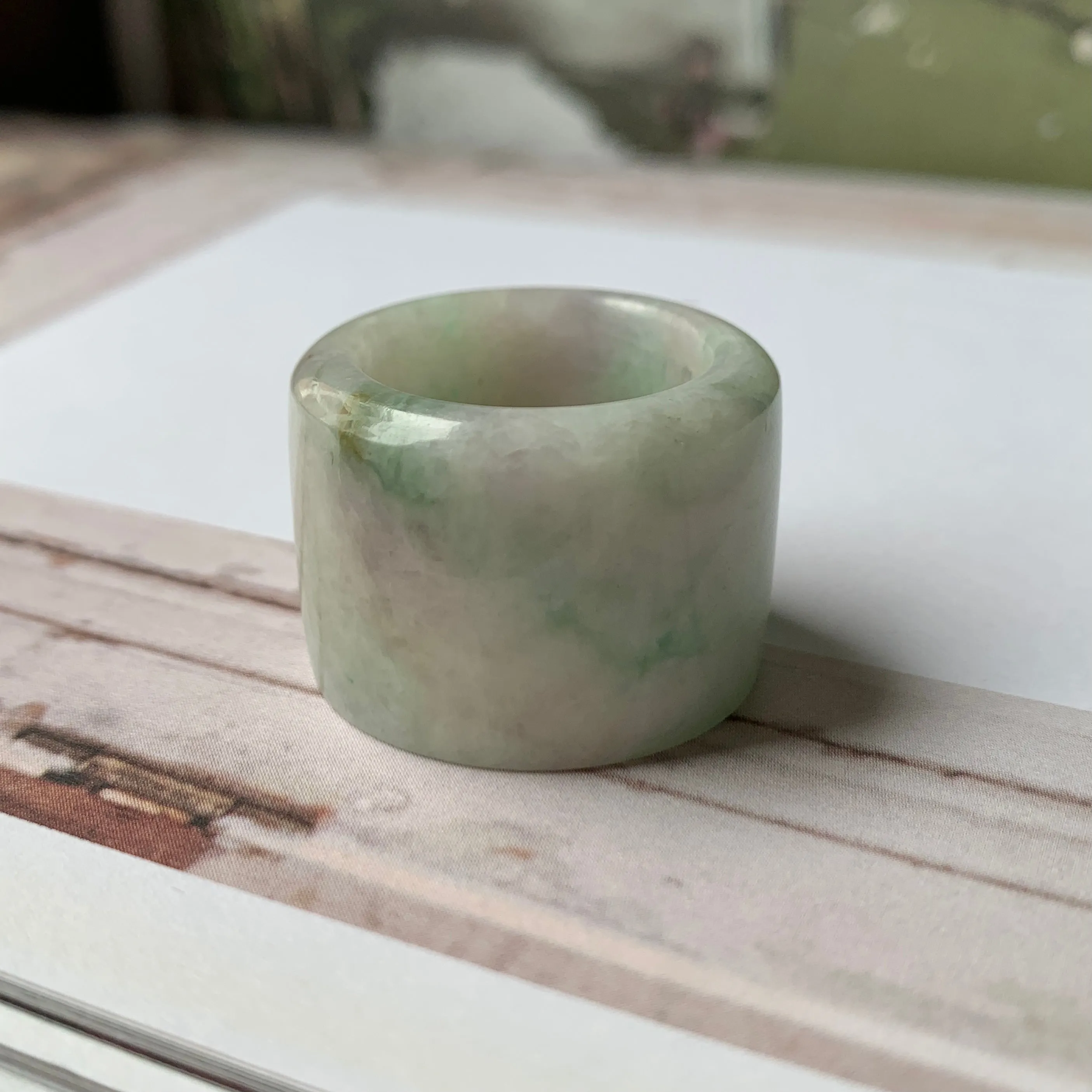 19mm A-Grade Natural Tri-Colour Jadeite Archer Ring Band No.162018