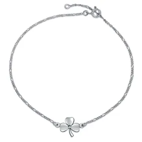 3-4 Leaf  Shamrock Flower Clover Anklet Charm Anklet Sterling Silver