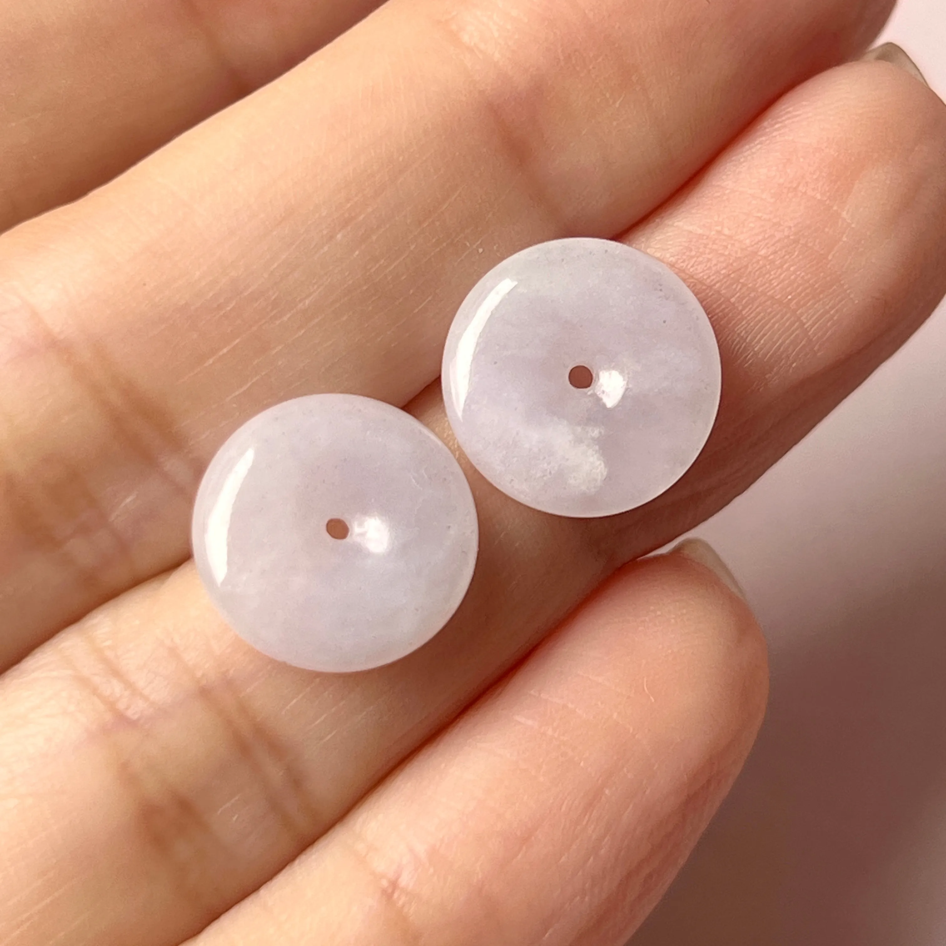 8.95 cts A-Grade Natural Lavender Jadeite Donut Pair No.180761