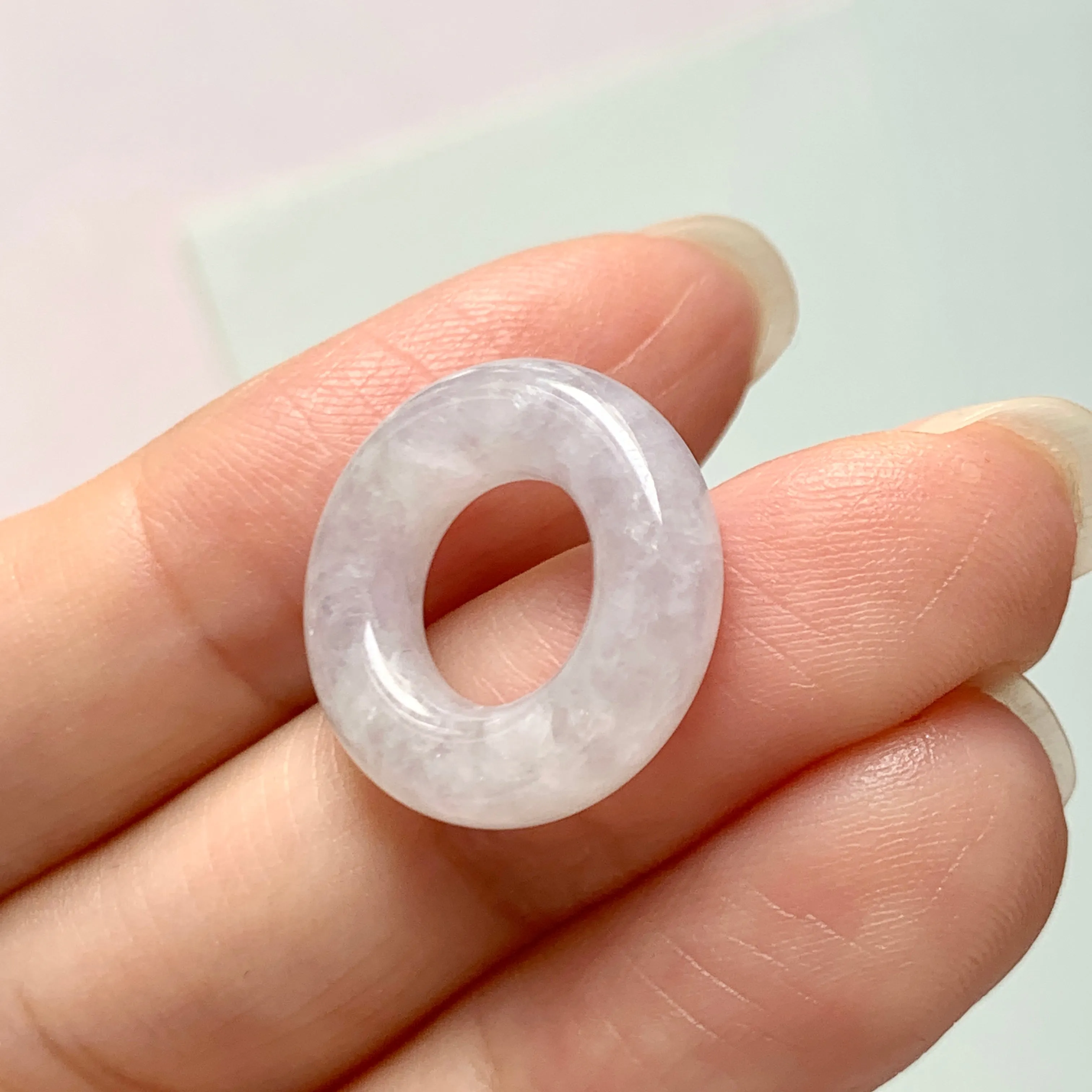 A-Grade Light Lavender Jadeite Bagel Piece No.172040