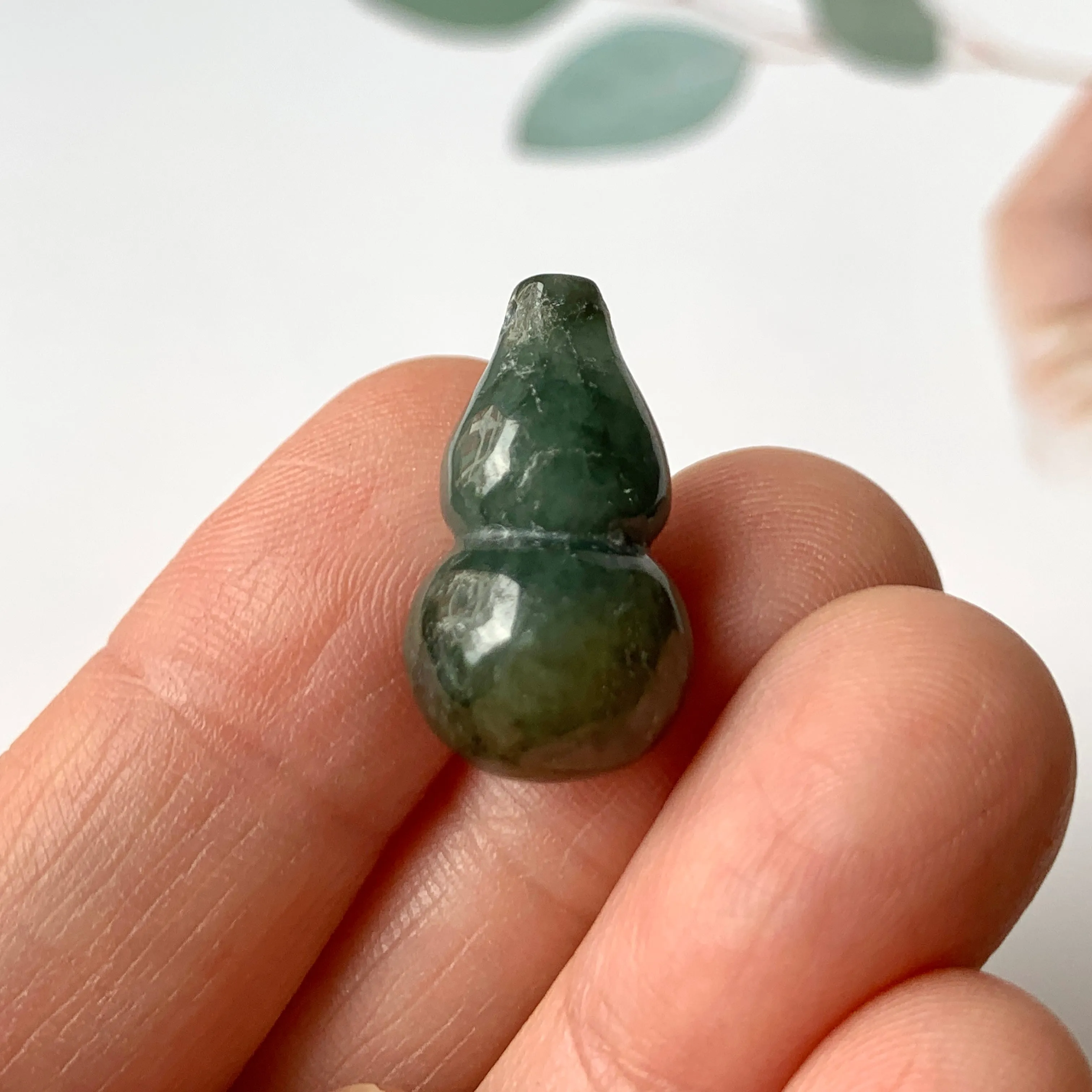 A-Grade Natural Dark Greenish Blue Jadeite Pendant (Calabash) No.220704