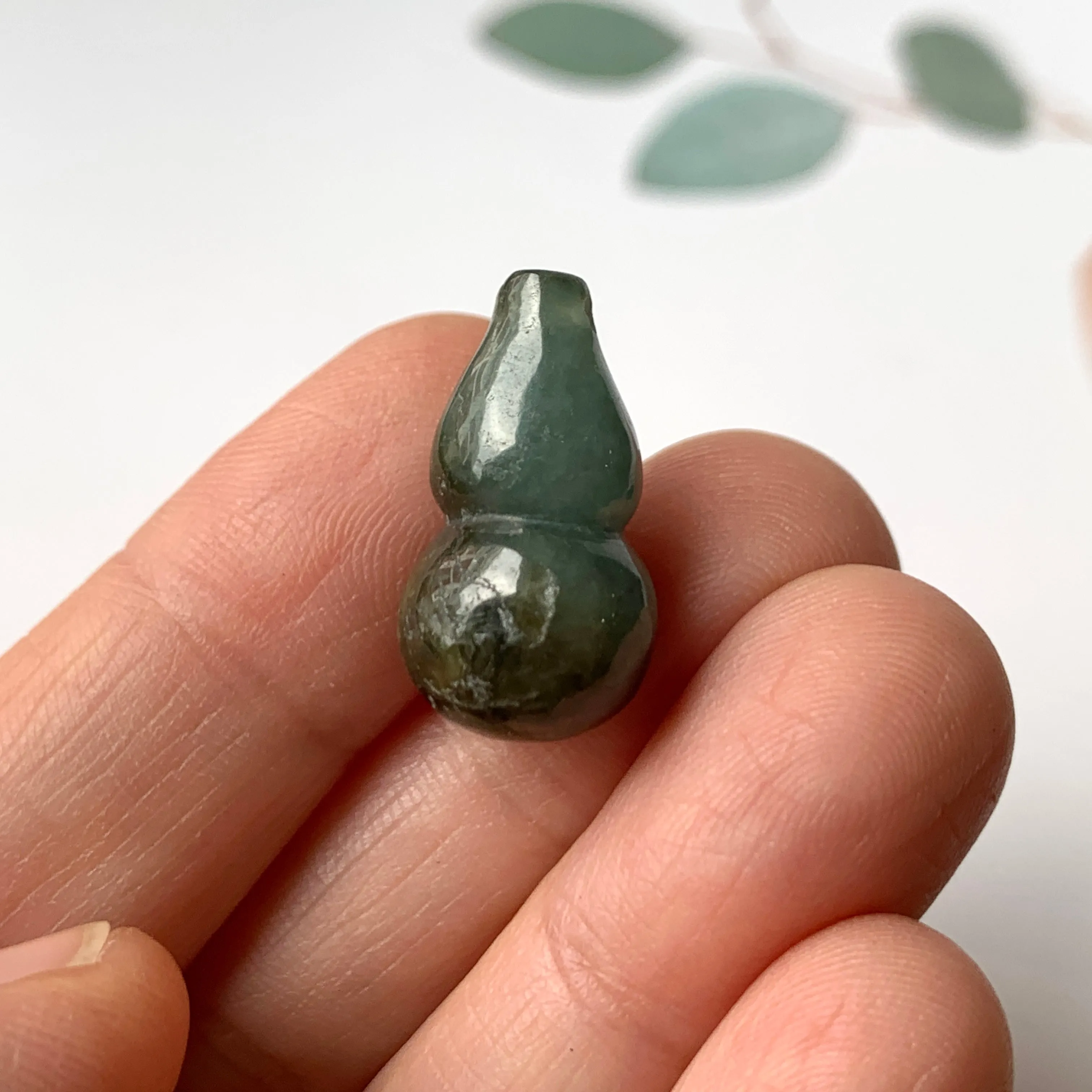 A-Grade Natural Dark Greenish Blue Jadeite Pendant (Calabash) No.220704