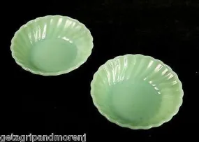 ANCHOR HOCKING Pair Of 5" x 1.5" Inch Jadeite Mint Green Bowls In Exl Condition!