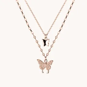 Butterfly Dual Rose Gold Necklace W.