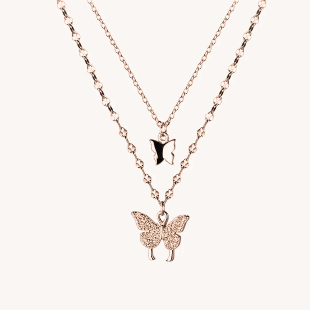 Butterfly Dual Rose Gold Necklace W.