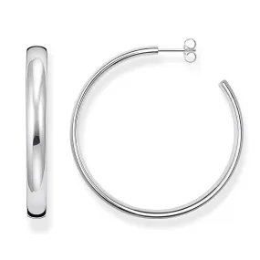 Chunky Hoop Earrings Large - Silver