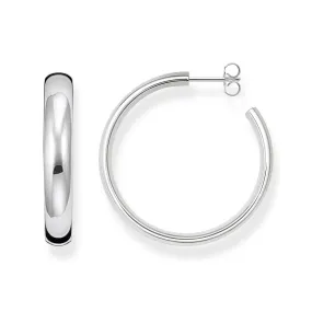 Chunky Hoop Earrings Medium Silver