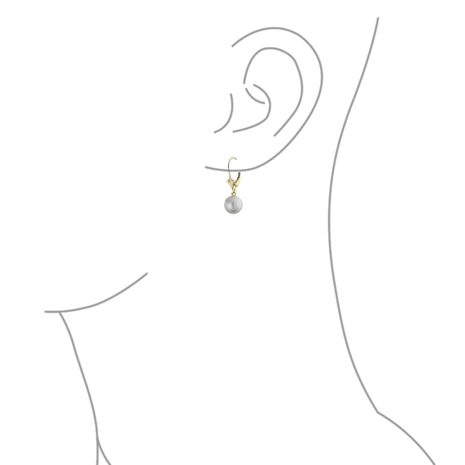 Classic Real 14K Gold Freshwater White Grey Black Drop Ball Pearl Earrings