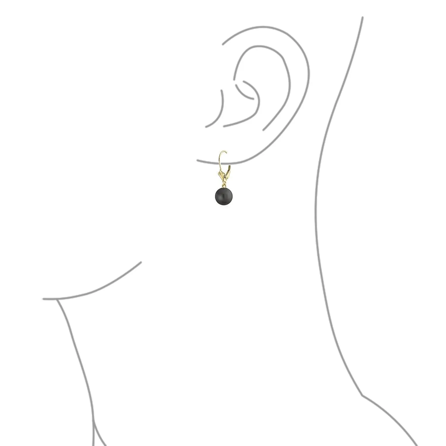 Classic Real 14K Gold Freshwater White Grey Black Drop Ball Pearl Earrings