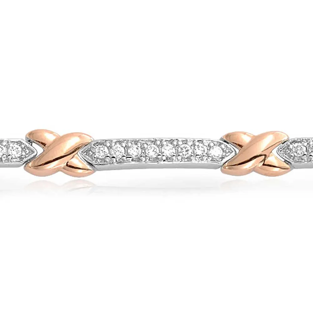 CZ Imitation Gemstone Infinity Tennis Bracelet Rose Gold Silver Plated