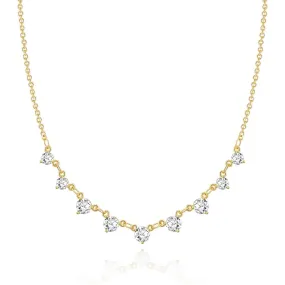 Dainty Diamond Choker Necklaces Station Chain Necklace- 9 Diamond