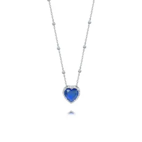 Dark Blue Sapphire Heart Cut Necklace