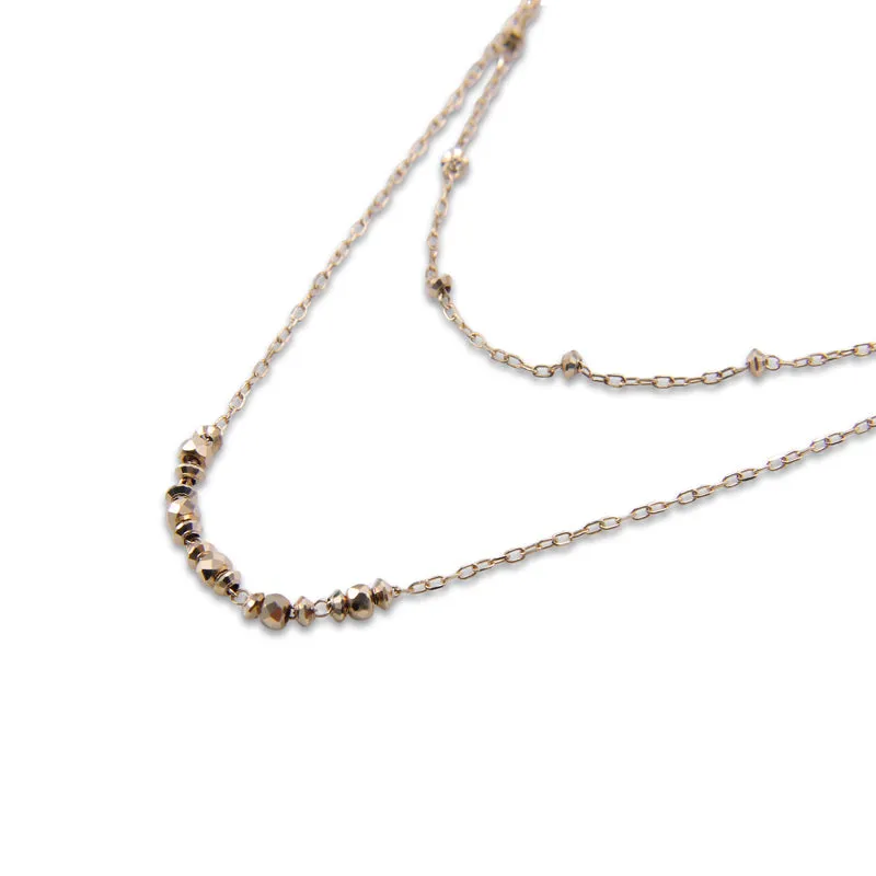 Double Layer 18K Real Rose Gold Necklace