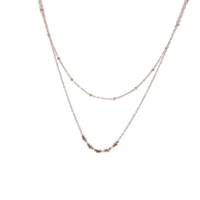 Double Layer 18K Real Rose Gold Necklace