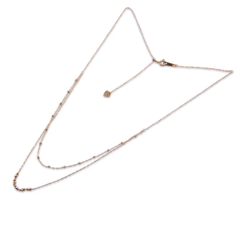 Double Layer 18K Real Rose Gold Necklace