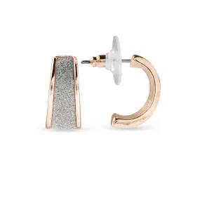 Ear Sense Earring F381R Rose Gold with Glitter, Tapered Huggie Stud Earrings, 17mm in Length