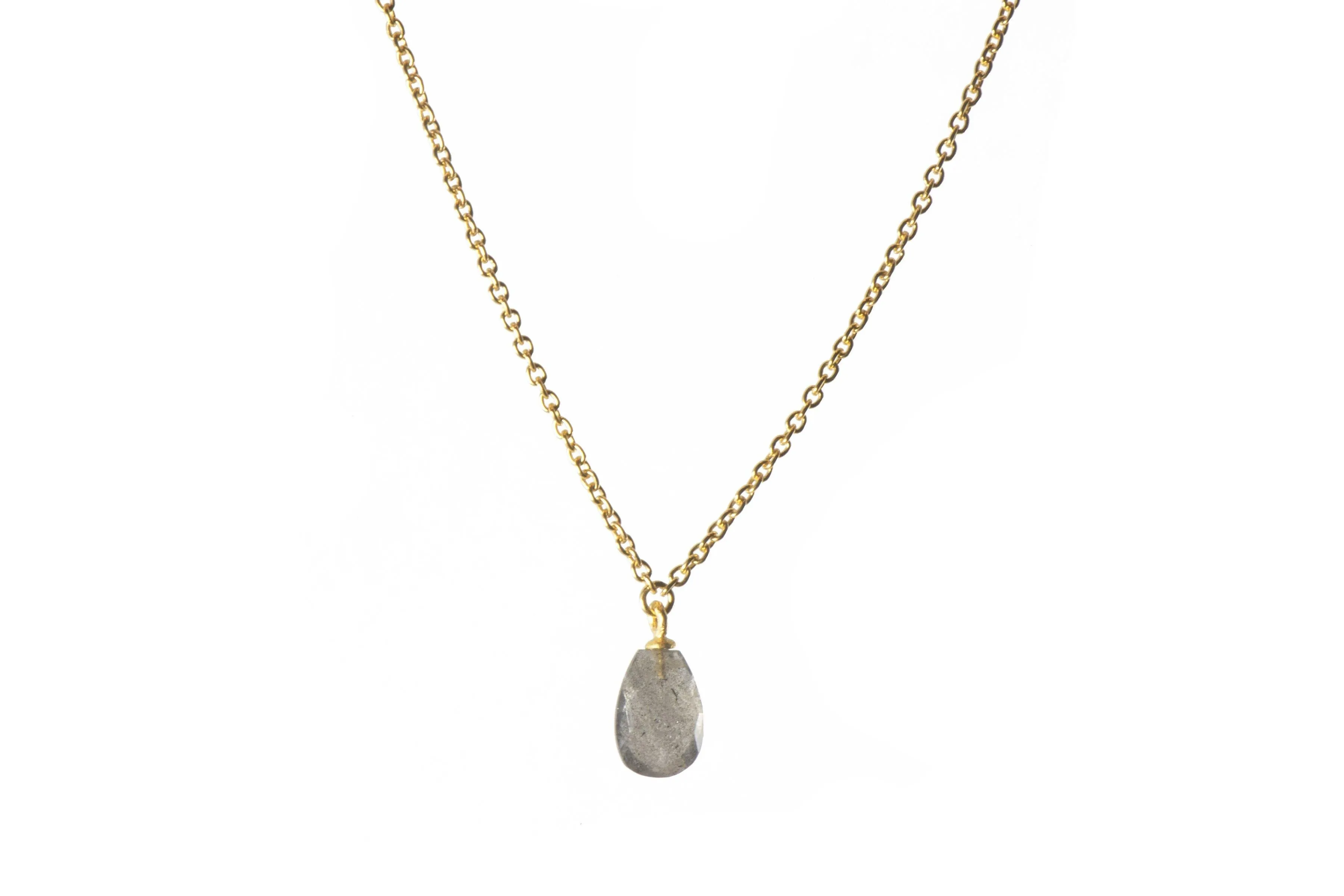 Faceted Drop and Coin Pendant Necklace in 24K Fair Trade Gold Vermeil