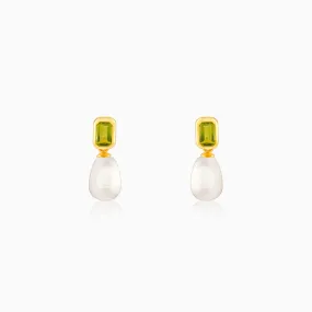 Golden Amber & Pearl Earrings