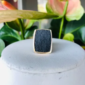 Golden Rectangle Black jade ring