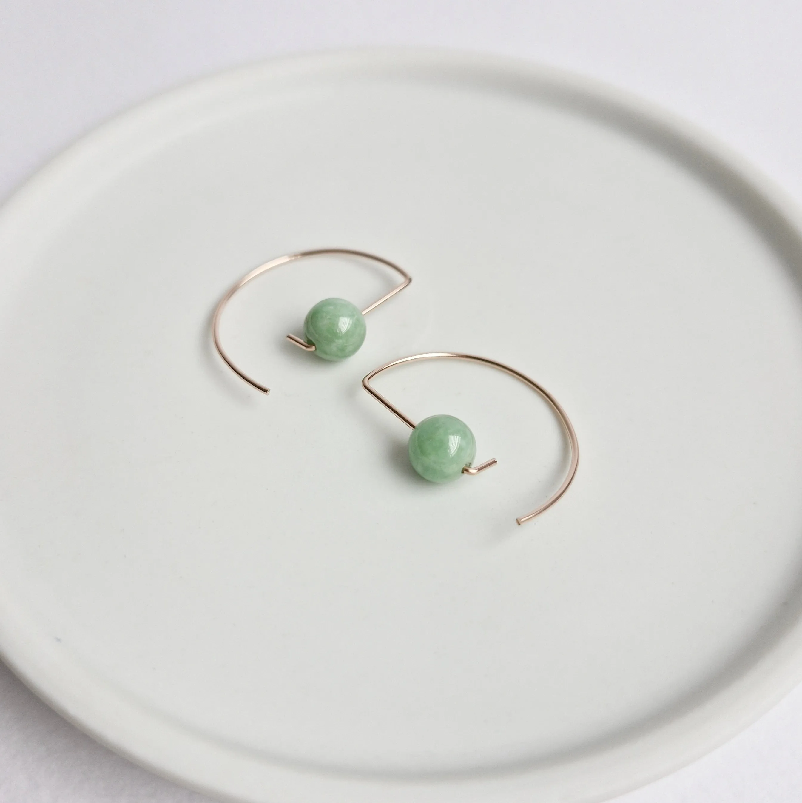 Halfmoon Earrings / Green Jade