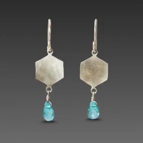 Hexagon Earrings with Gem Drops