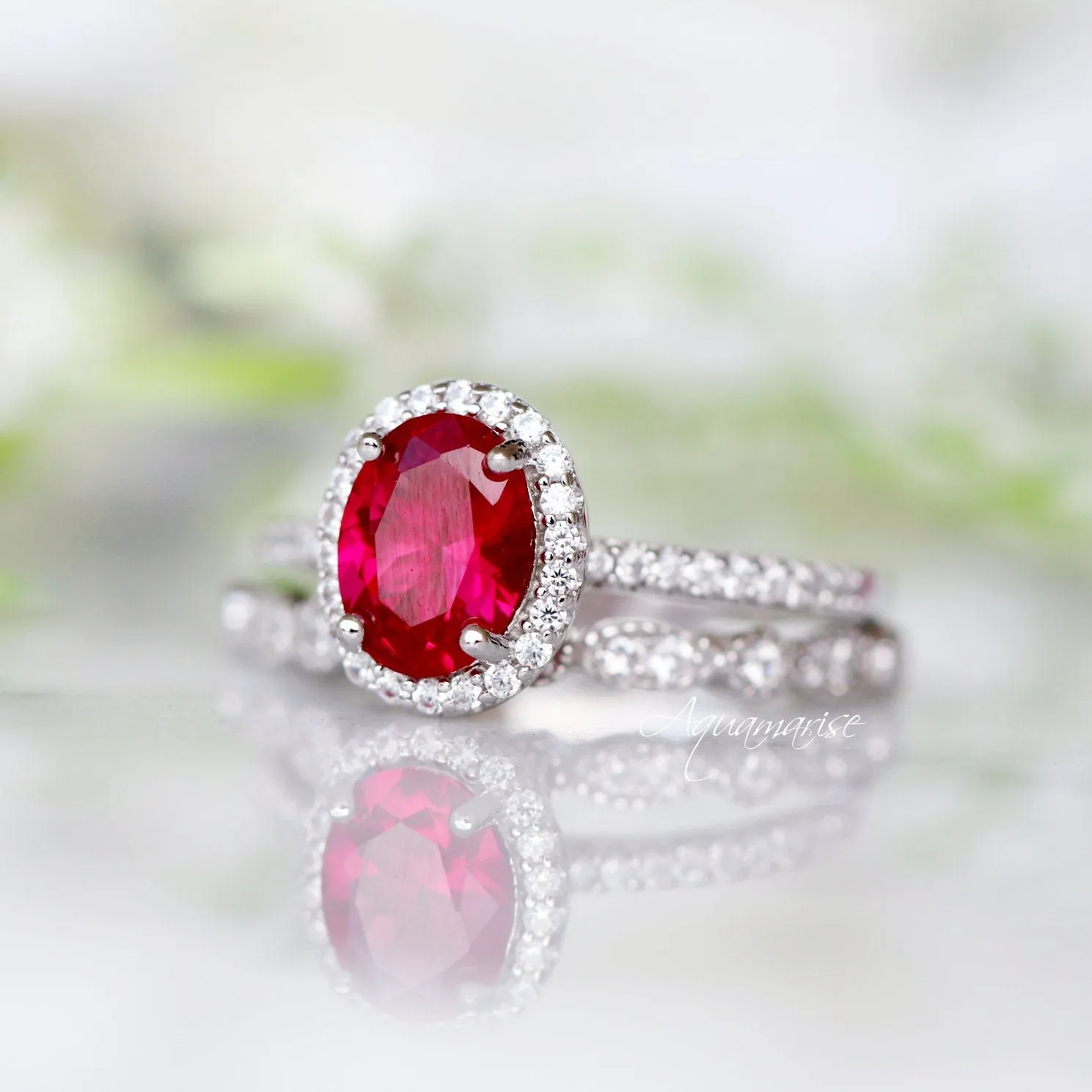 Iris Ruby Ring- Sterling Silver