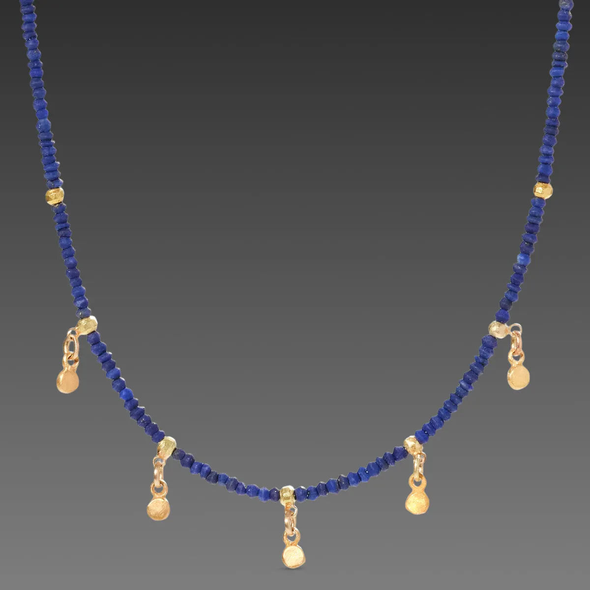 Lapis & Gold Drops Necklace