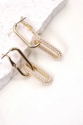 LINK CHAIN PEARL DROP EARRINGS