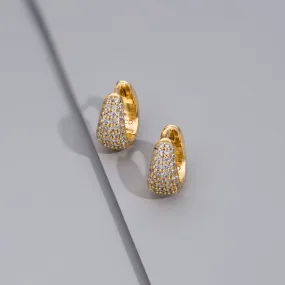 Pave 14K Gold Vermeil 7mm Huggie Earrings